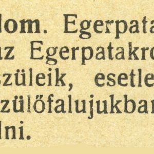 Egerpataki Országzászlóra címgyűjtés Hargítaváralja 1941.május 15.VI.évf.10.